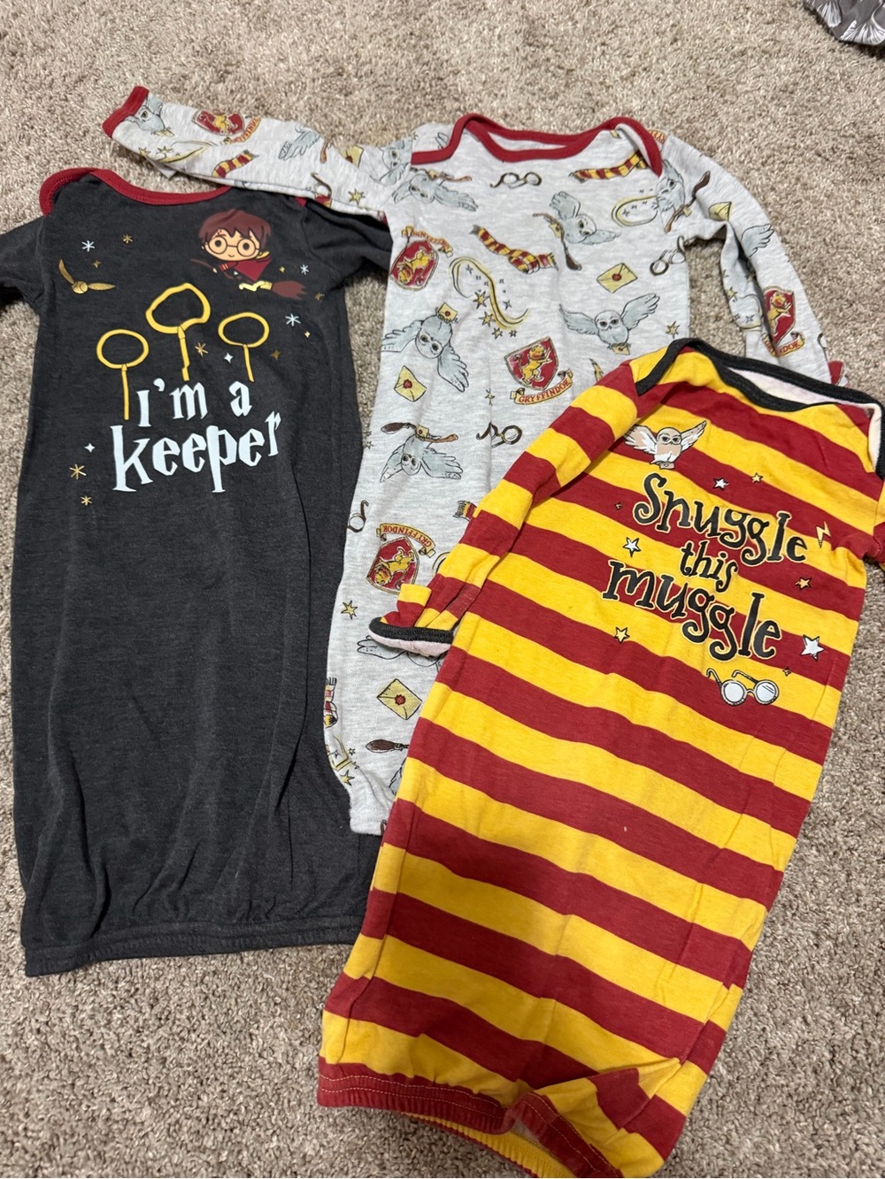 Harry Potter Inspired Kids Red and Yellow Striped Snuggle One-Piece